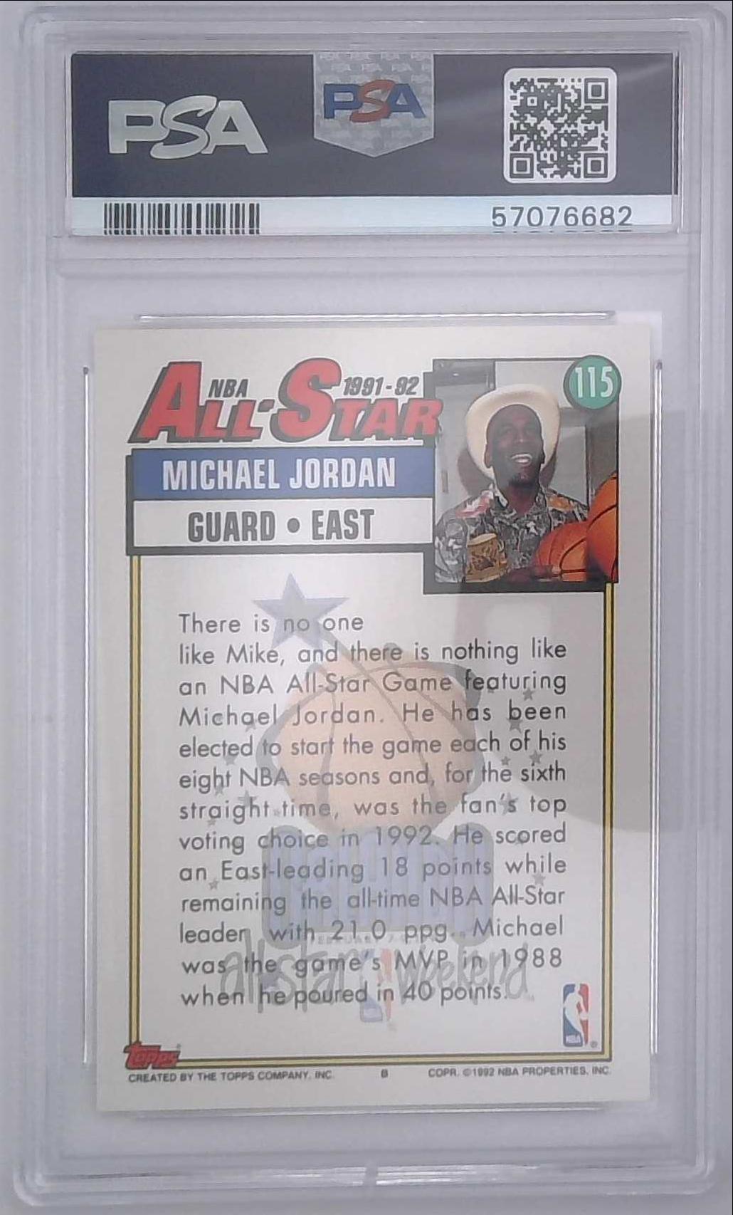 1992-93 Topps Gold Michael Jordan #115 All-Star Chicago Bulls PSA 9