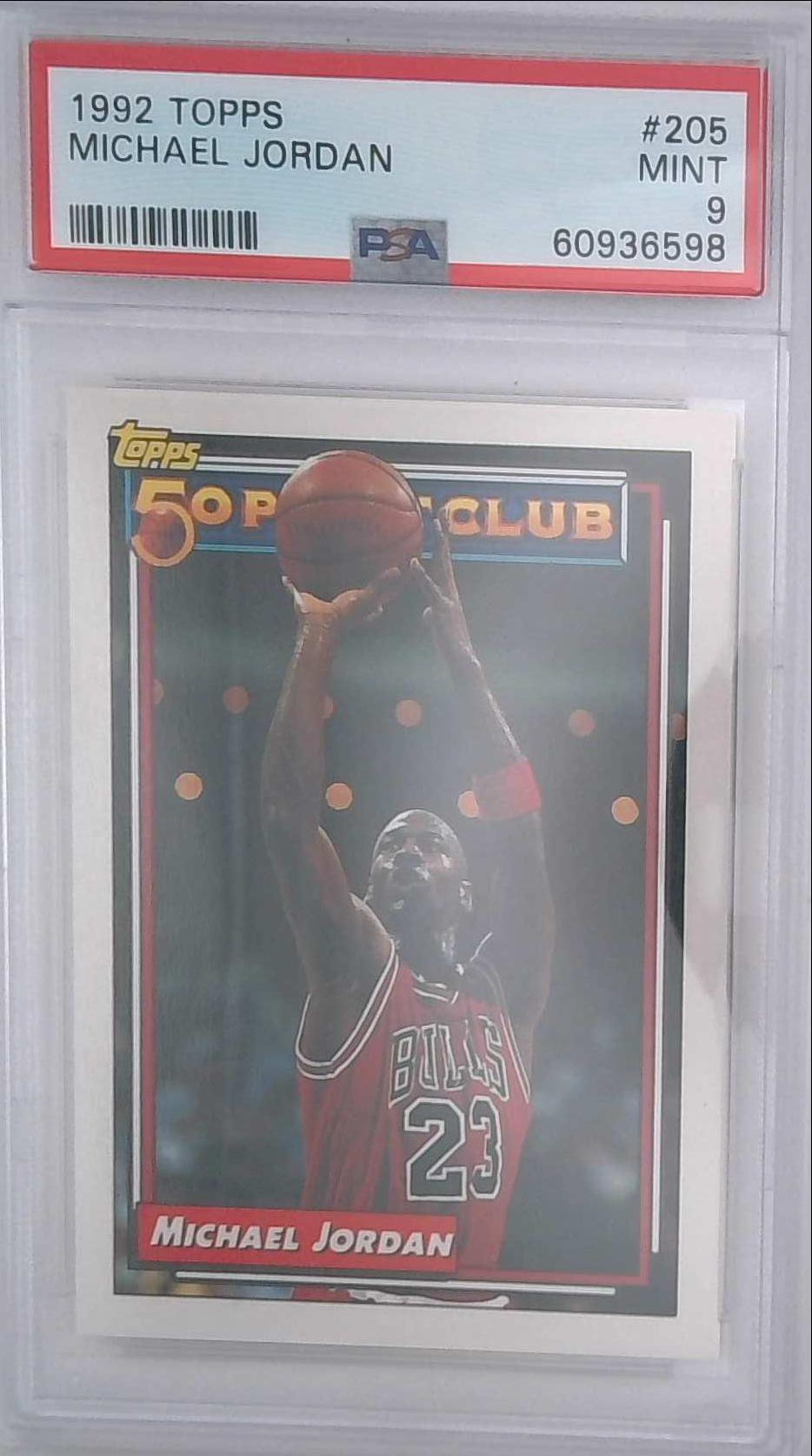1992 Topps #205 Michael Jordan Card 50 Point Club PSA 9 Bulls