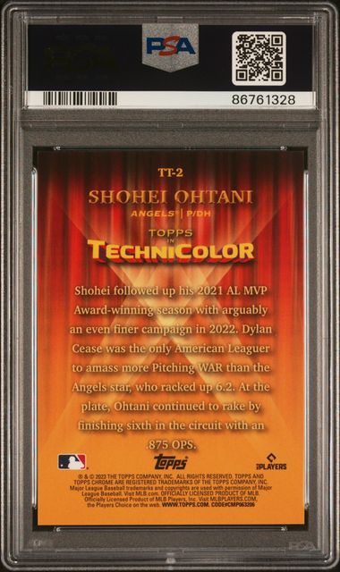 2023 Topps Chrome Shohei Ohtani in Technicolor Green Refractor 20/99 PSA 10