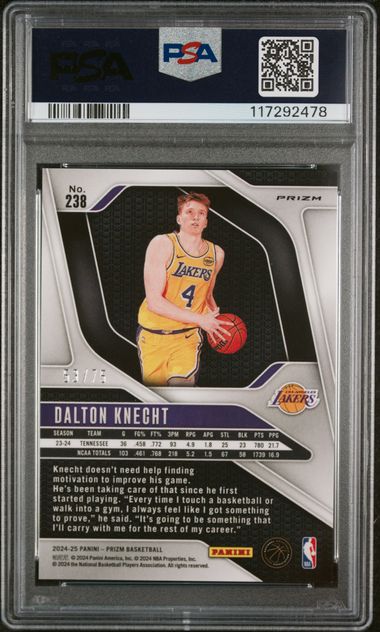 2024 Prizm Dalton Knecht Purple Fast Break Rookie /75 PSA 10