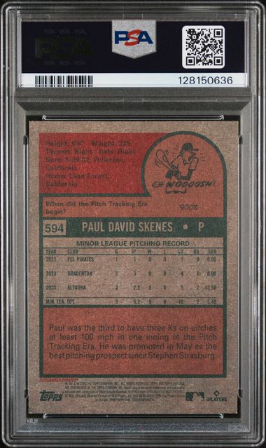 2024 TOPPS HERITAGE #594 PAUL SKENES ROOKIE PSA 9