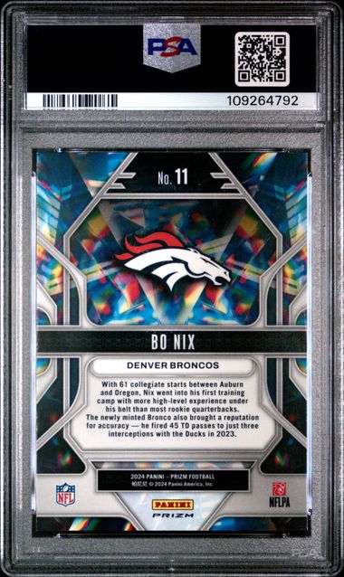 2024 PANINI PRIZM PRIZMATIC #11 BO NIX PRIZMATIC-GREEN PRIZM PSA 10