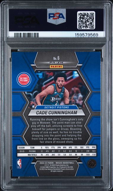 2022 PANINI MOSAIC #6 CADE CUNNINGHAM SILVER PSA 10