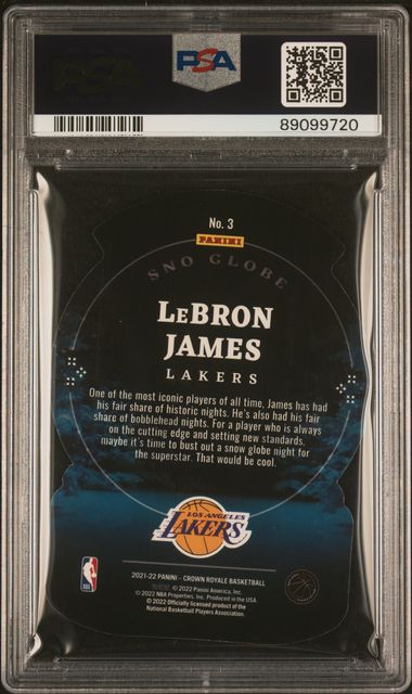 2021 PANINI CROWN ROYALE SNO GLOBE #3 LeBRON JAMES SNO GLOBE-RED /49 PSA 9