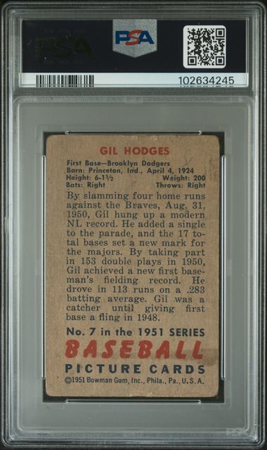 1951 Bowman - Gil Hodges #7 PSA 1