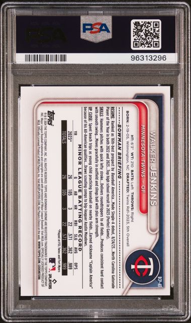 2024 BOWMAN MEGA BOX CHROME PROSPECTS #43 WALKER JENKINS PSA 9