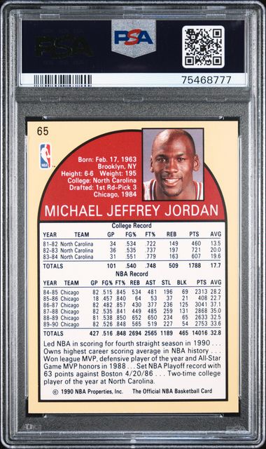 1990 HOOPS #65 MICHAEL JORDAN PSA 9