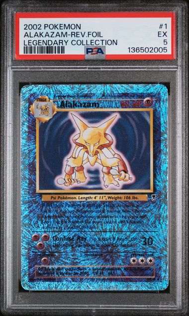 2002 POKEMON LEGENDARY COLLECTION #1 ALAKAZAM-REV.FOIL LEGENDARY COLLECTION PSA 5