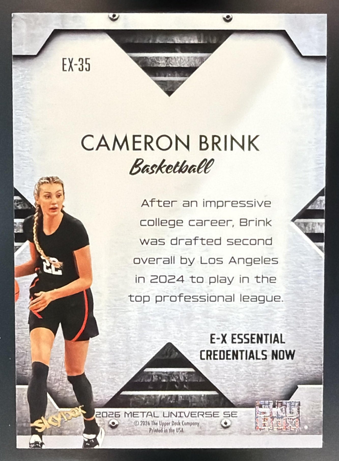 2026 Skybox Metal Universe SE Cameron Brink E-X Essential Credentials Now /35 — back