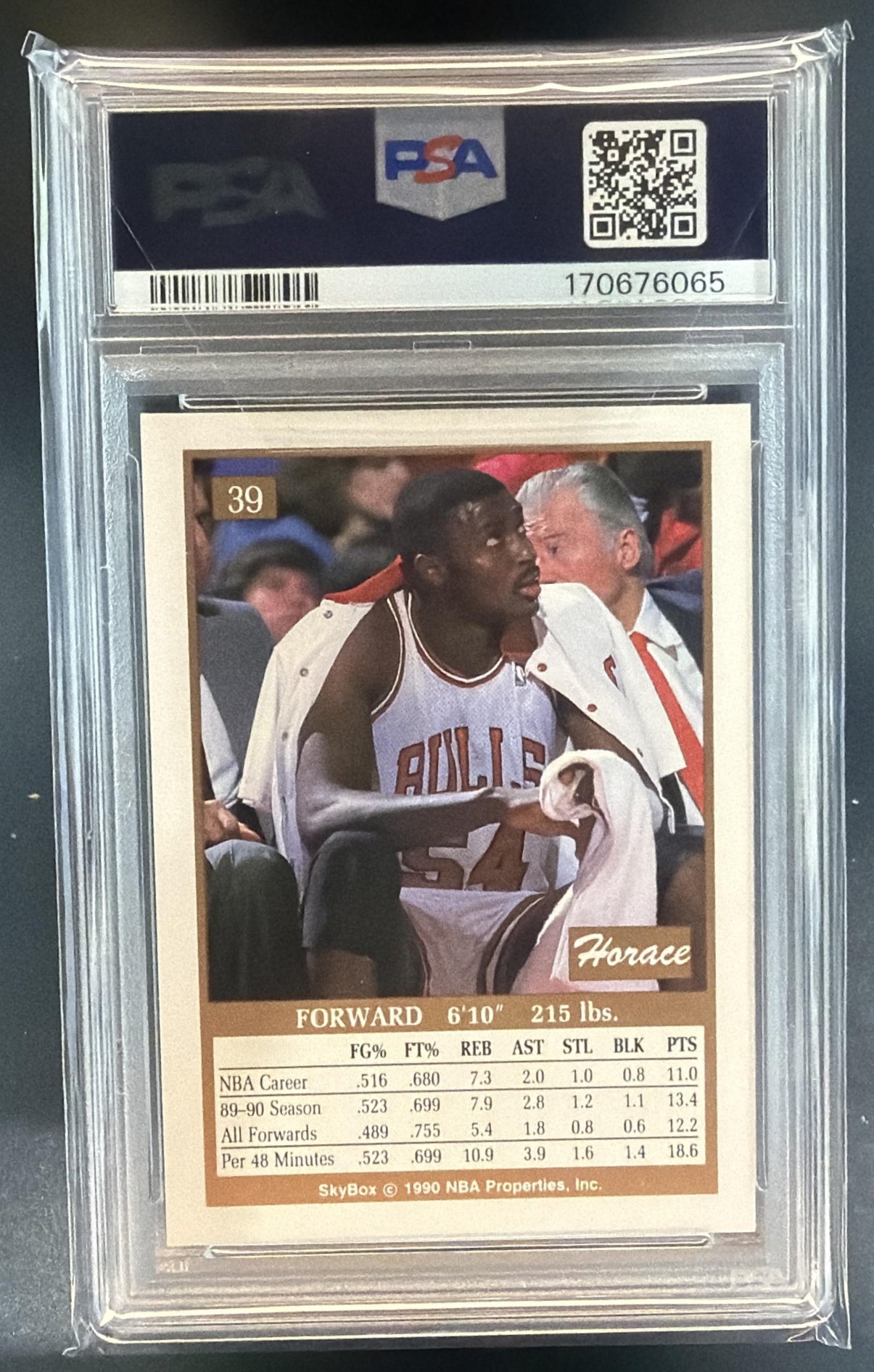 1990-91 Skybox Horace Grant #39 Bulls PSA 9 — back
