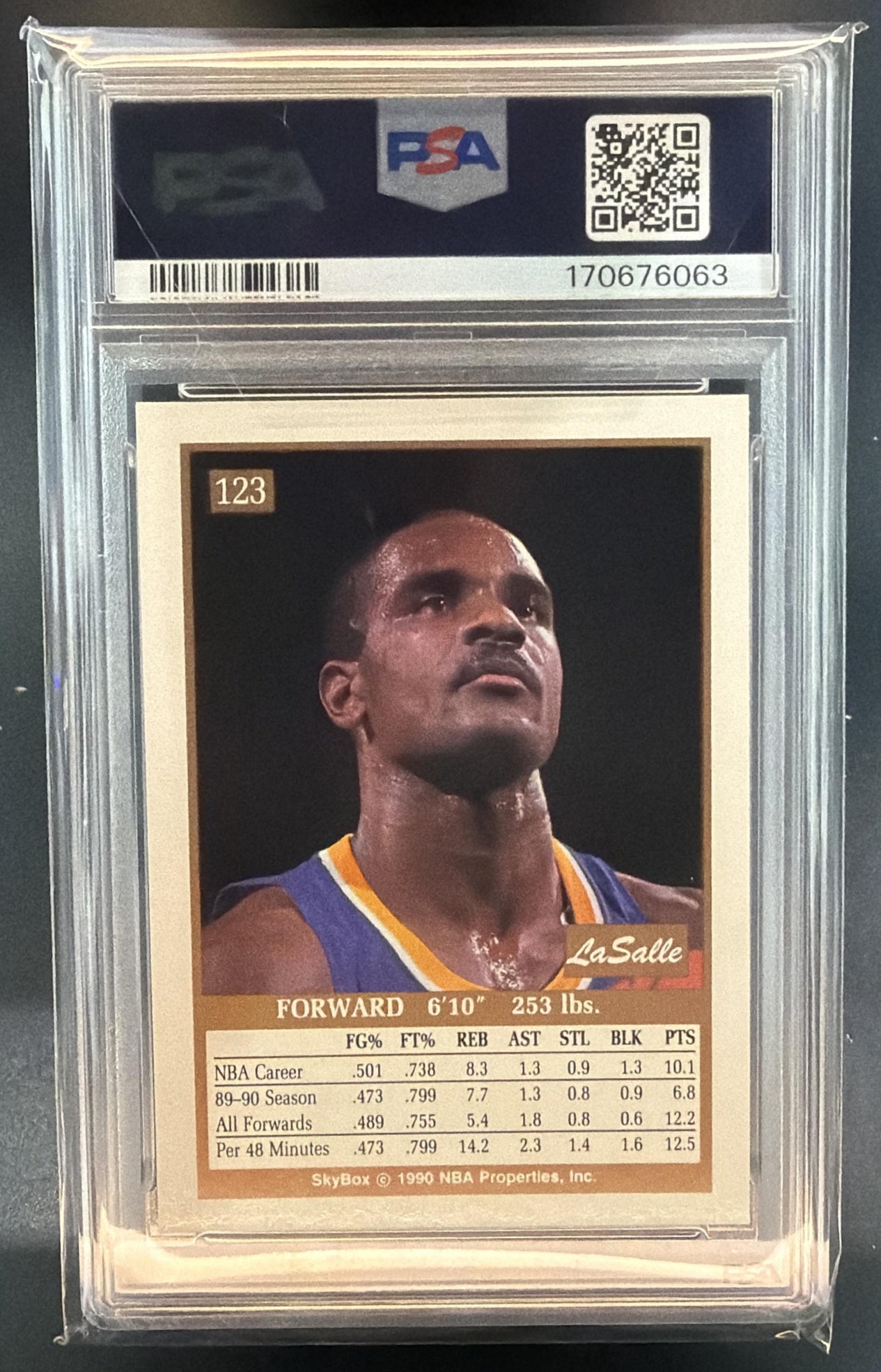 1990-91 Skybox LaSalle Thompson #123a Pacers PSA 9 — back