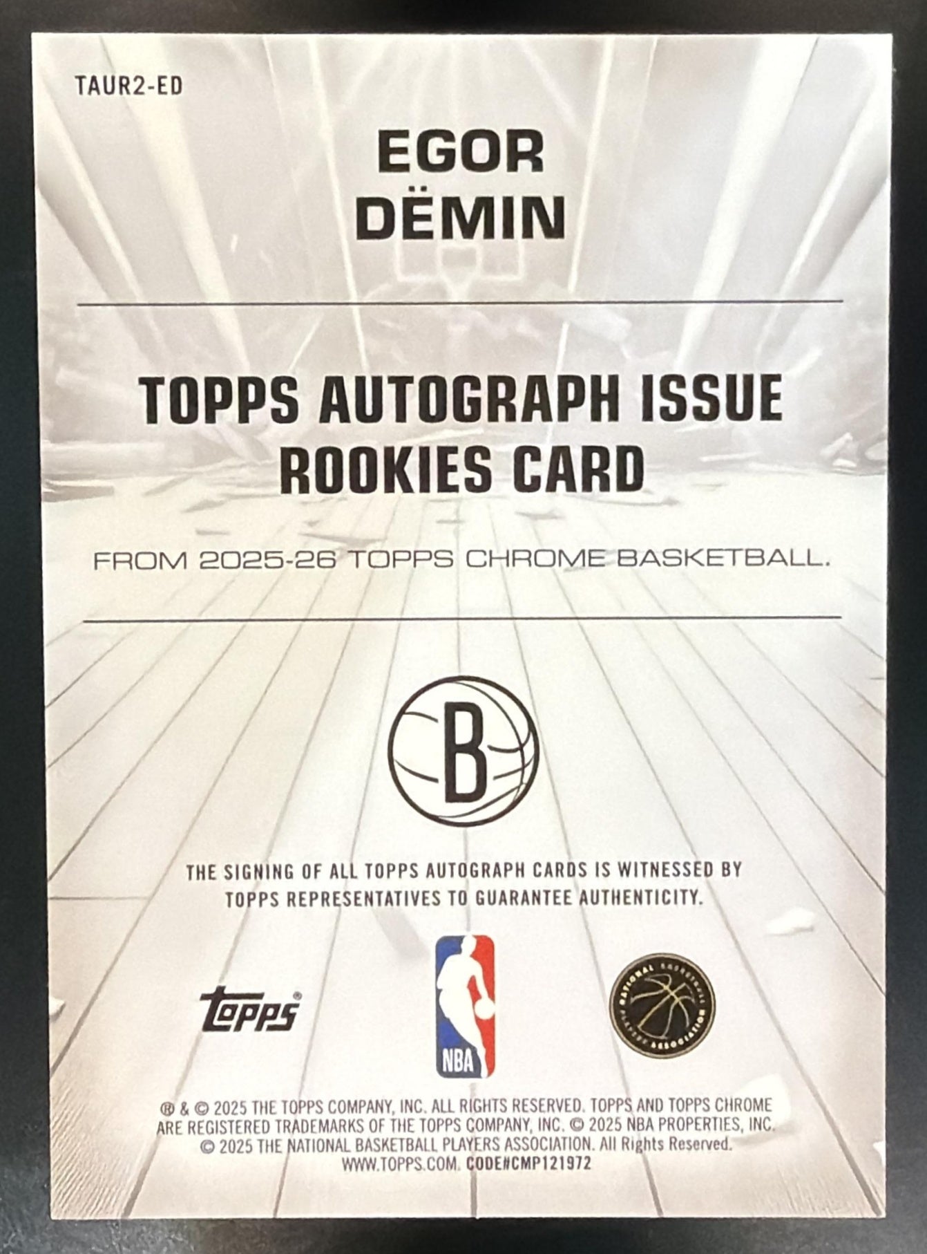 2025-26 Topps Chrome Egor Demin #TAUR2-ED Certified Auto Issue Rookies RC Nets — back