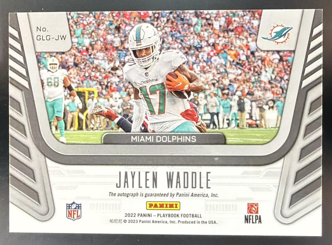 2022 Panini Playbook Jaylen Waddle #GLG-JW Goal Line Graphs Green /15 Auto — back