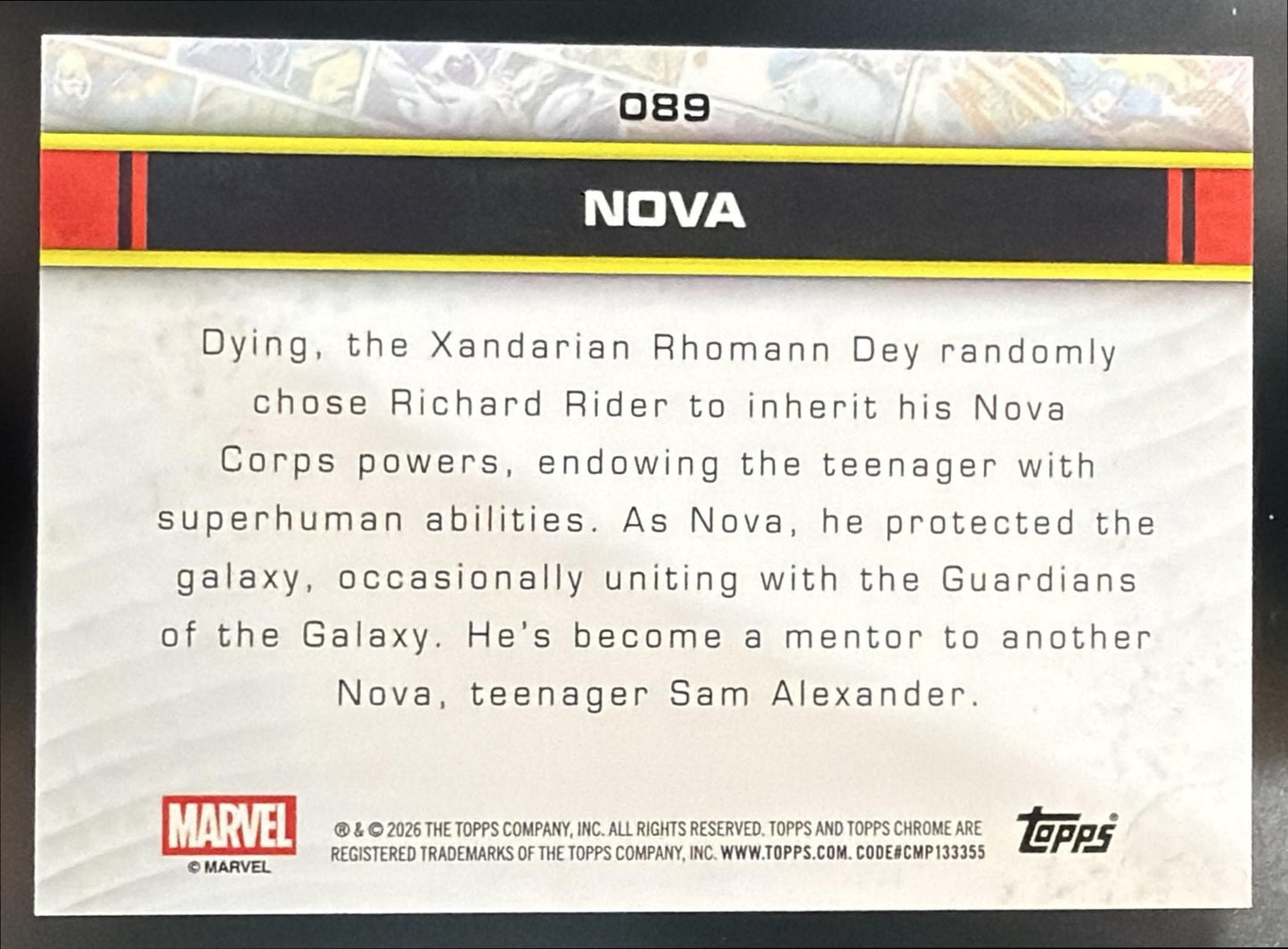 2026 Topps Chrome Marvel Comics Nova #089 Logofractor 16/61 — back