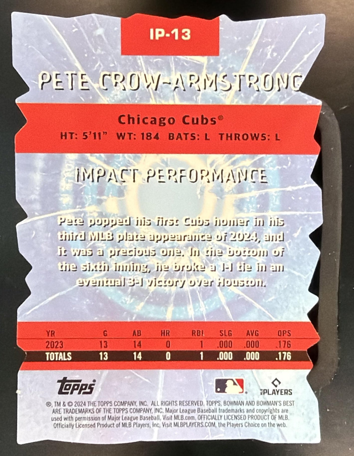 2024 Bowman's Best Pete Crow-Armstrong Impact Players Mini Diamond Refractor RC — back