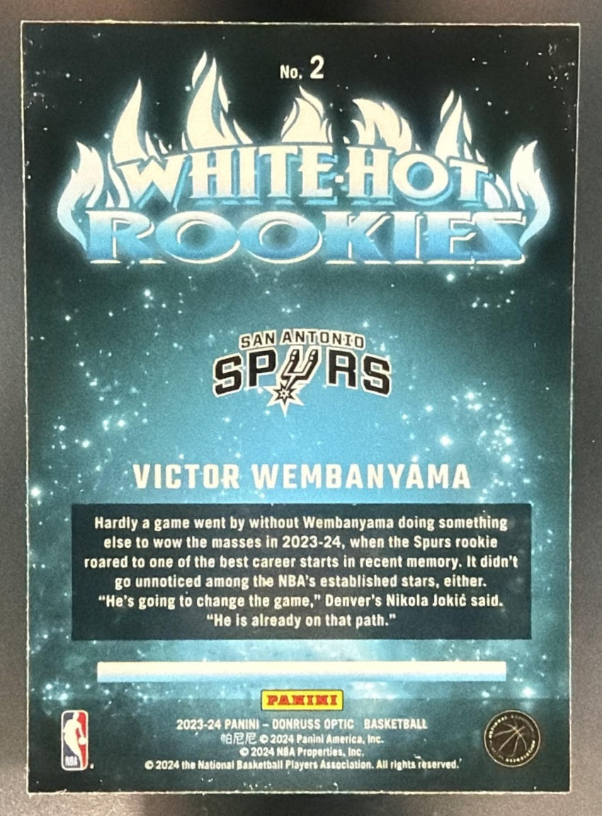 2023-24 Panini Donruss Optic Victor Wembanyama #2 White Hot Rookies RC Spurs — back