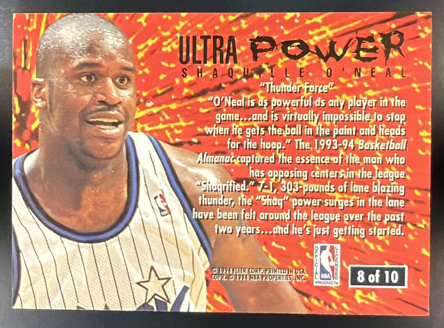 1994-95 Fleer Ultra Shaquille O'Neal #8 Power Magic — back