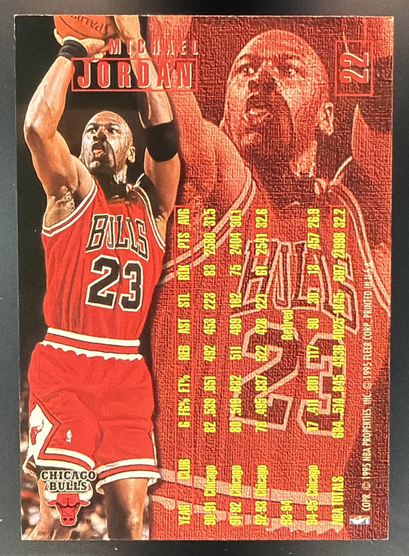1995-96 Fleer Michael Jordan #22 Bulls — back