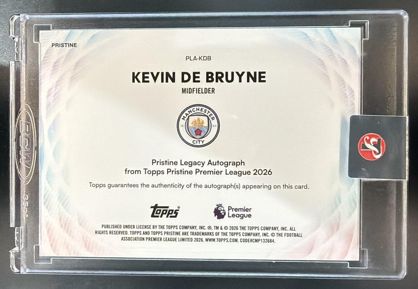 2025 Topps Pristine Premier League Kevin De Bruyne Auto Orange Refractor /25 — back