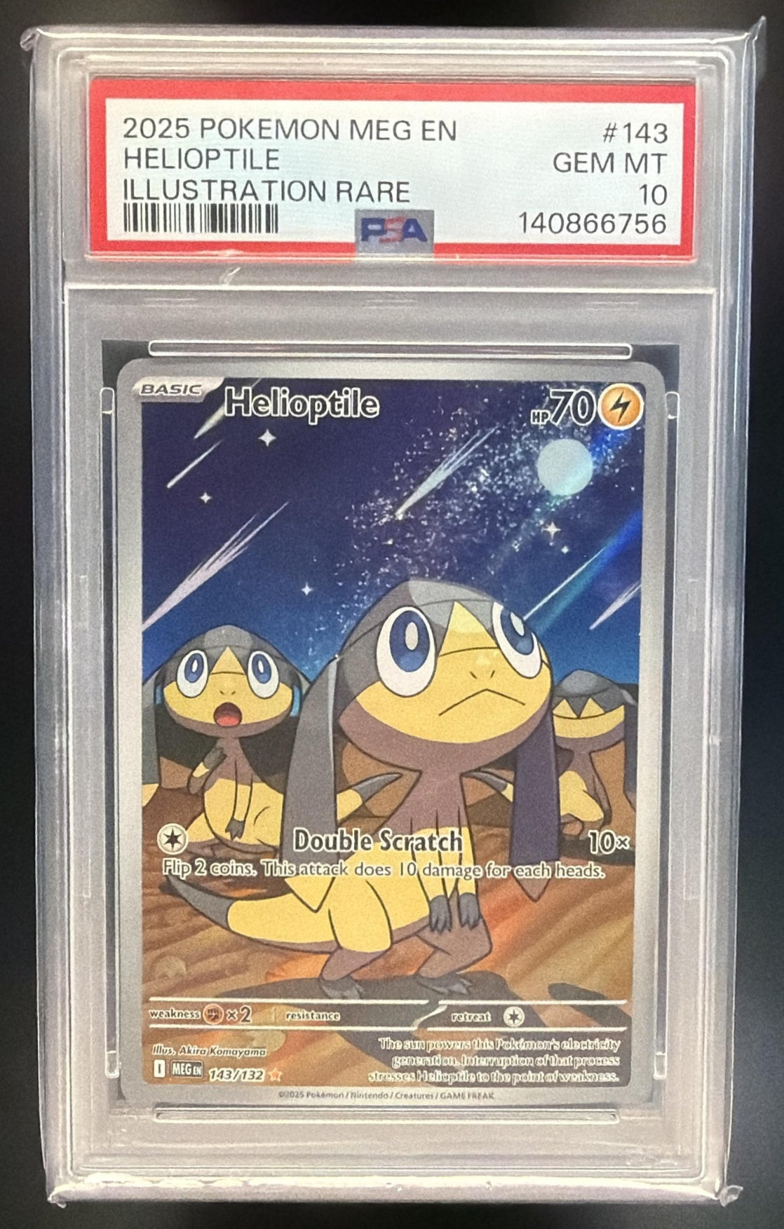 2025 Pokemon Mega Evolution Helioptile #143/132 Illustration Rare PSA 10