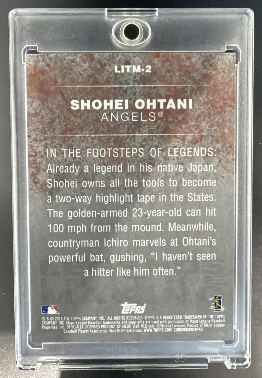 2018 Topps Shohei Ohtani #LITM-2 Legends in the Making Series 2 RC Angels — back
