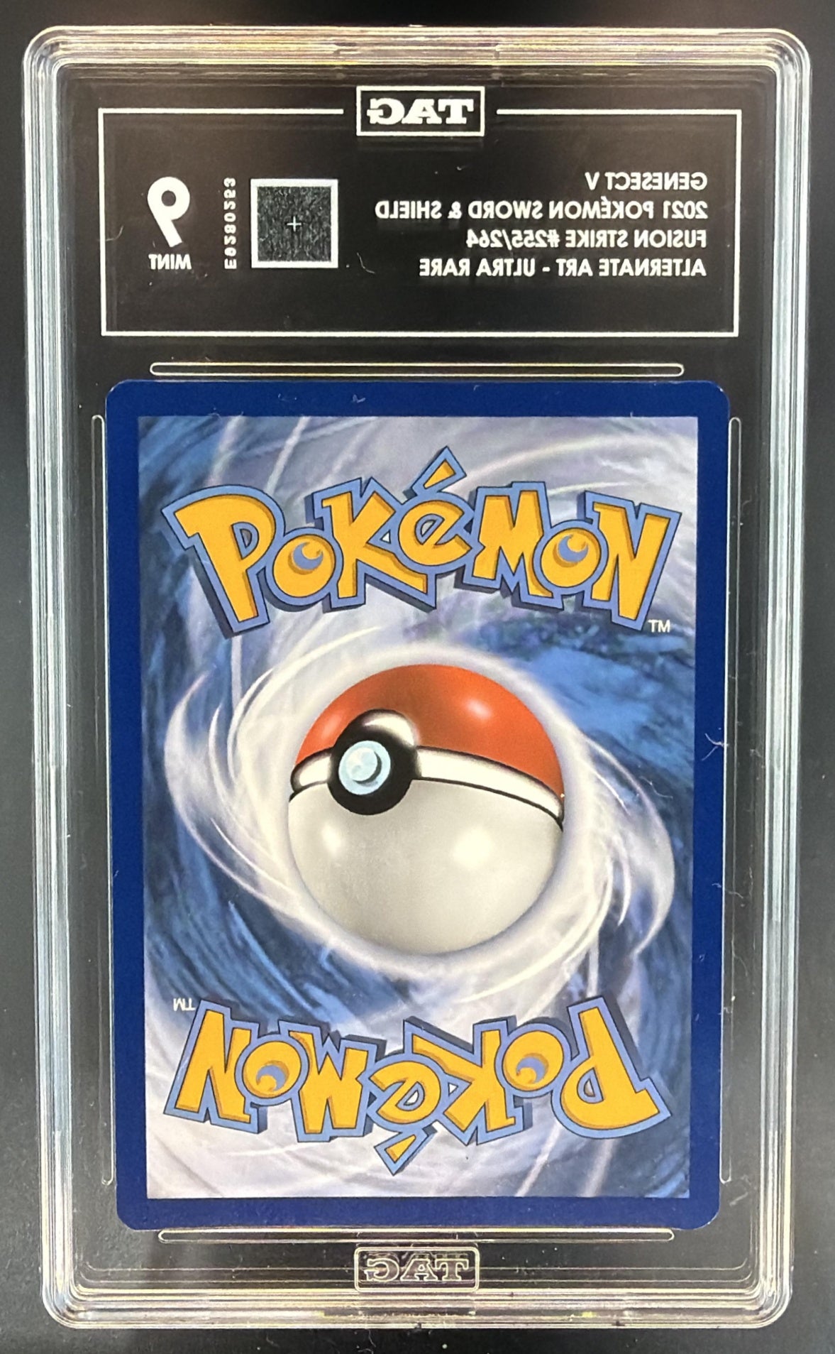2021 Pokemon Sword & Shield Fusion Strike Genesect V #255/264 Full Art TAG 9 — back