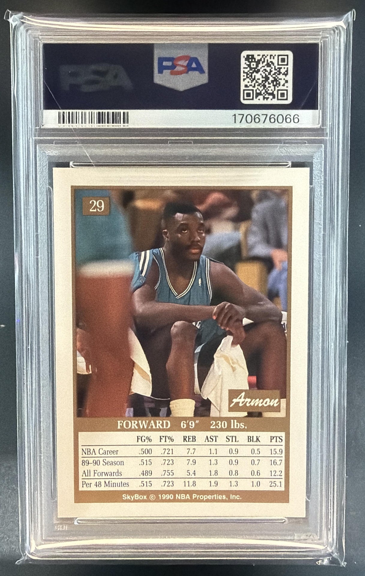 1990-91 Skybox Armon Gilliam #29 Hornets PSA 9 — back