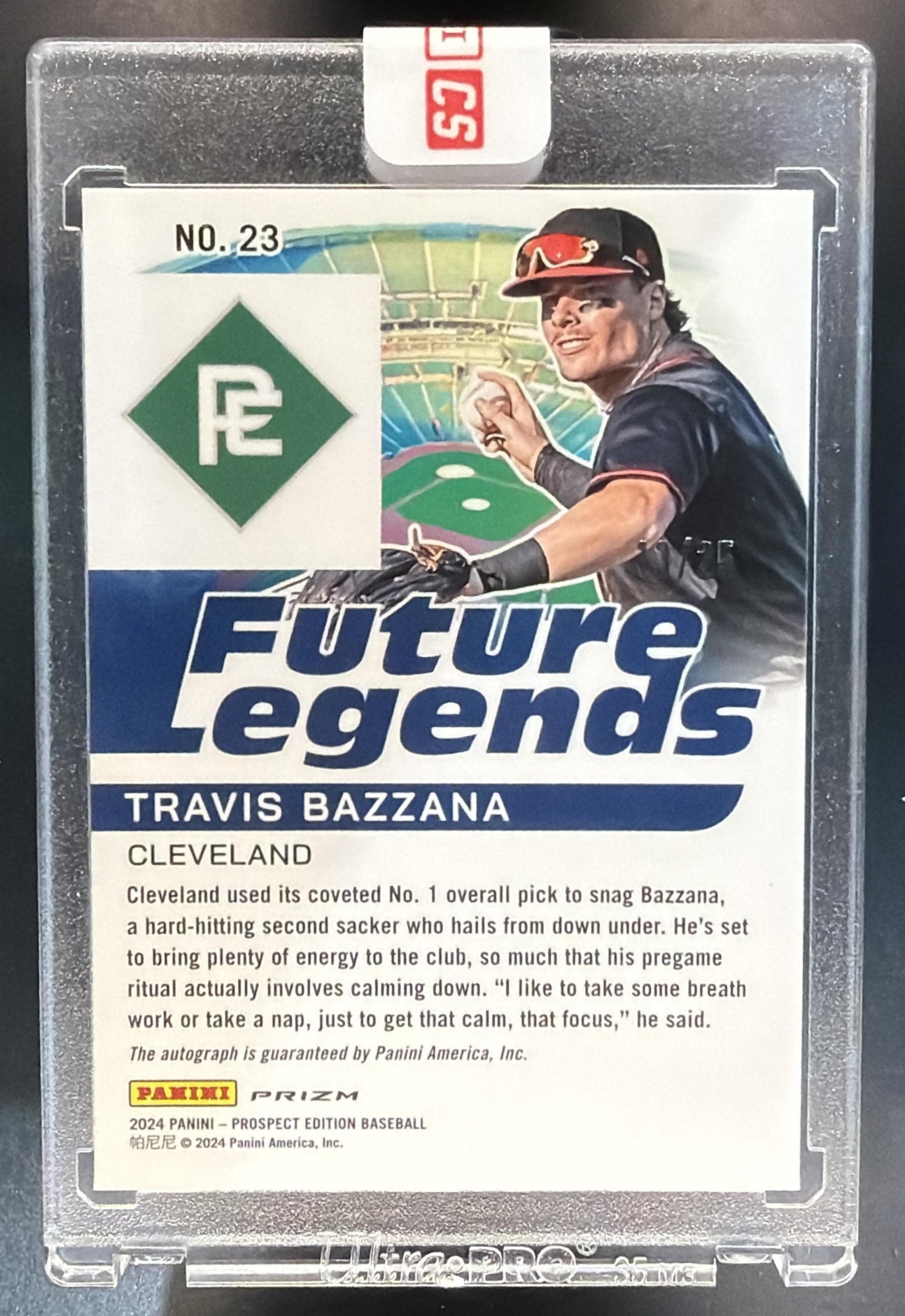 2024 Panini Prospect Edition Travis Bazzana #23 Future Legends /25 Auto — back