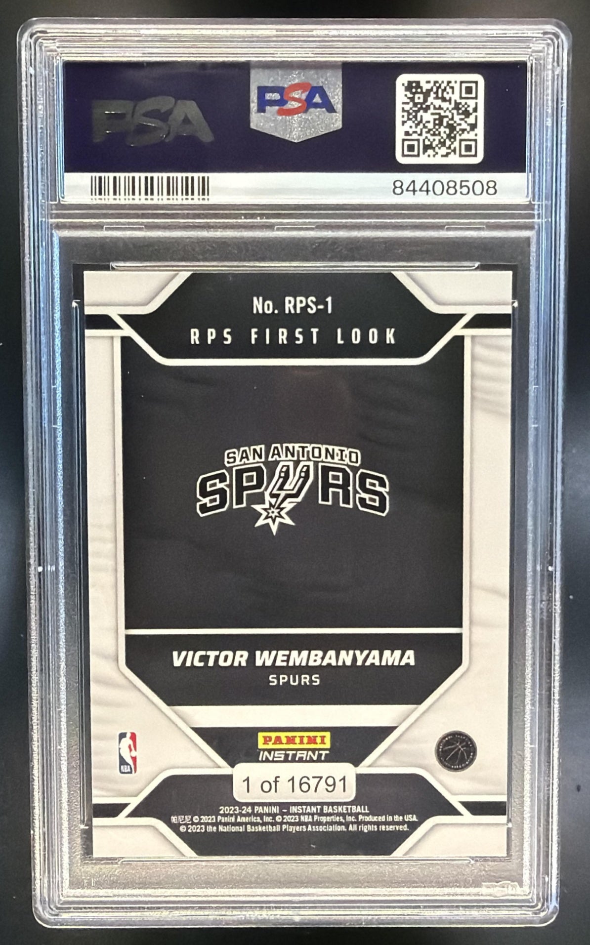 2023 Panini Instant NBA RPS First Look Victor Wembanyama #RPS-1 RC PSA 10 — back