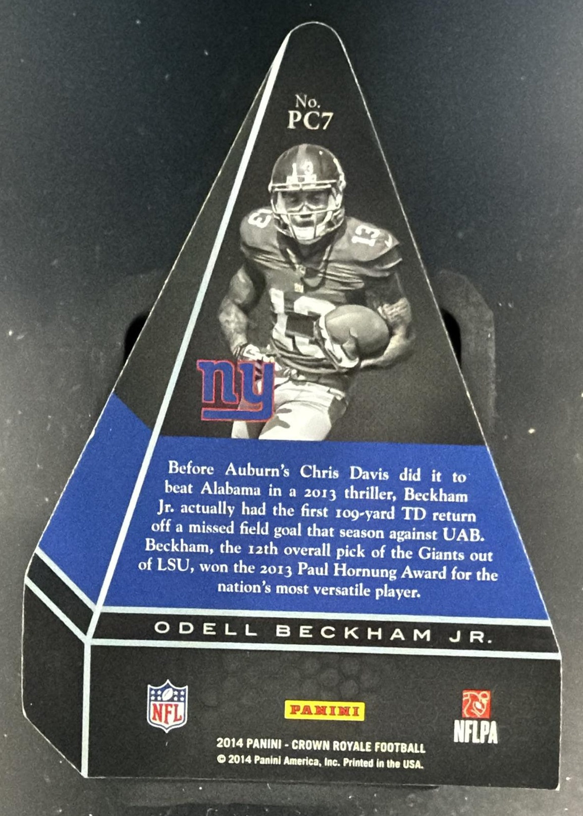 2014 Panini Crown Royale Odell Beckham Jr. #PC7 Panini's Choice Red RC Giants — back