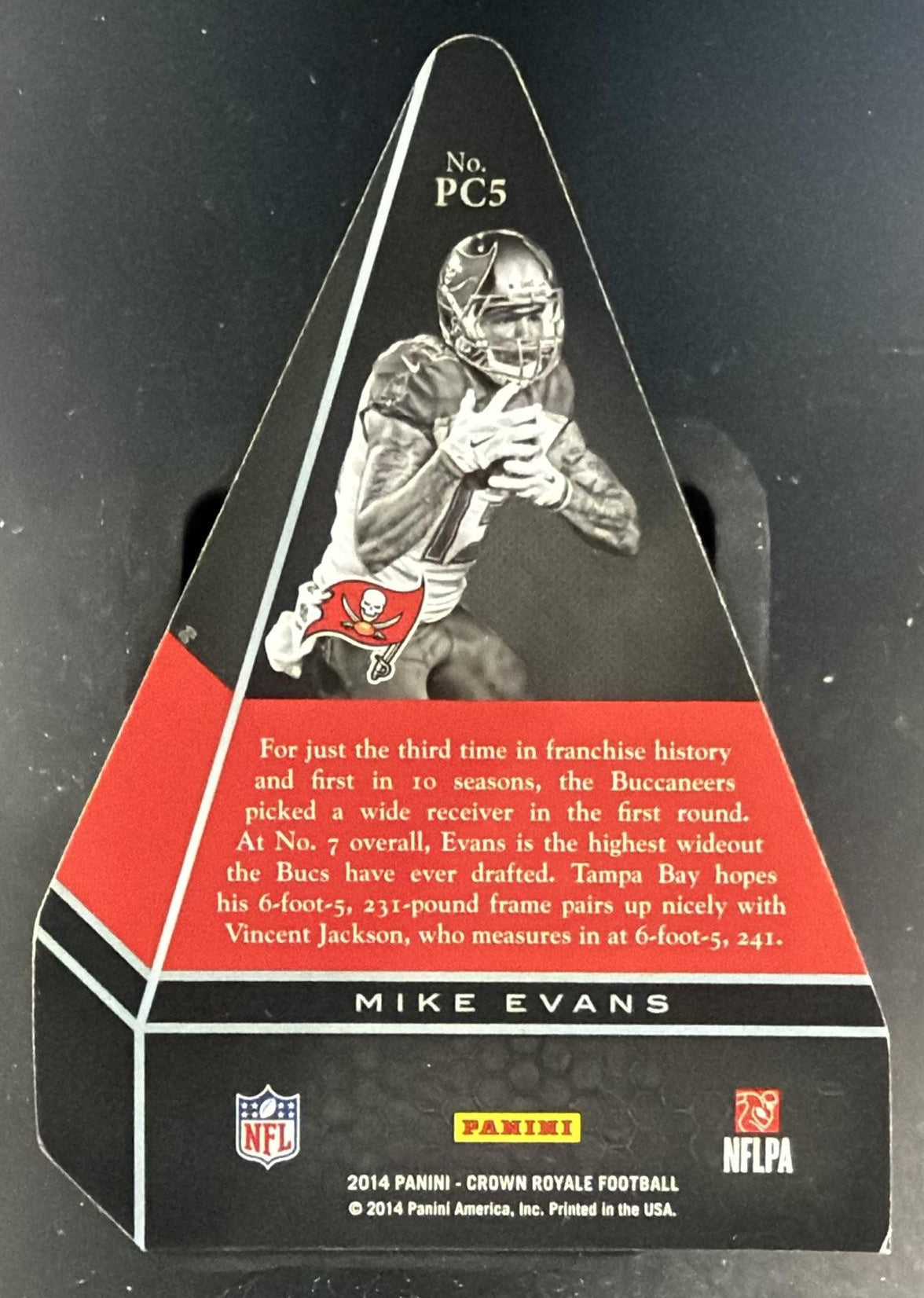 2014 Panini Crown Royale Mike Evans #PC5 Panini's Choice Red RC Buccaneers — back