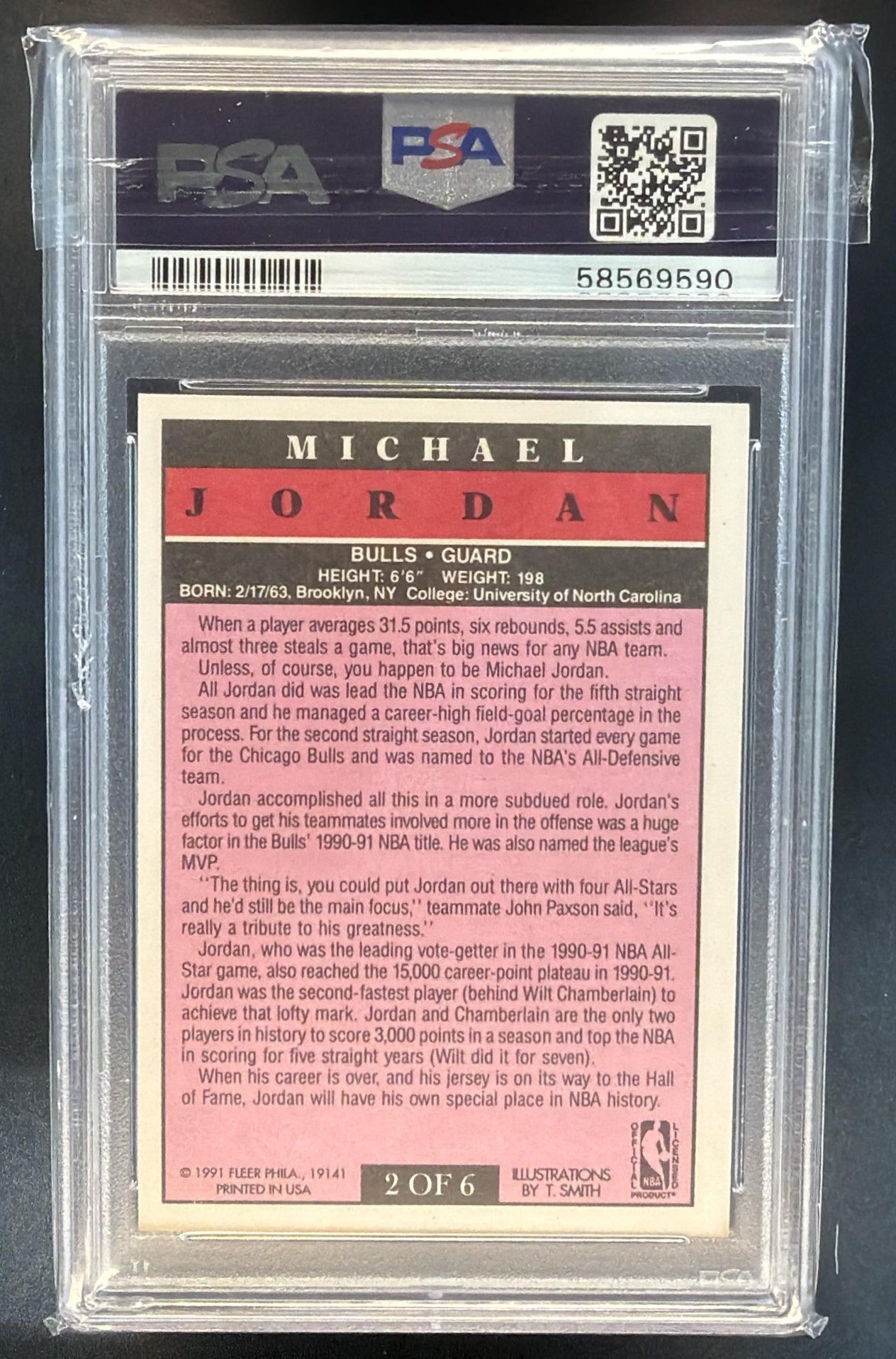 1991-92 Fleer Michael Jordan #2 Pro Visions Bulls PSA 9 — back