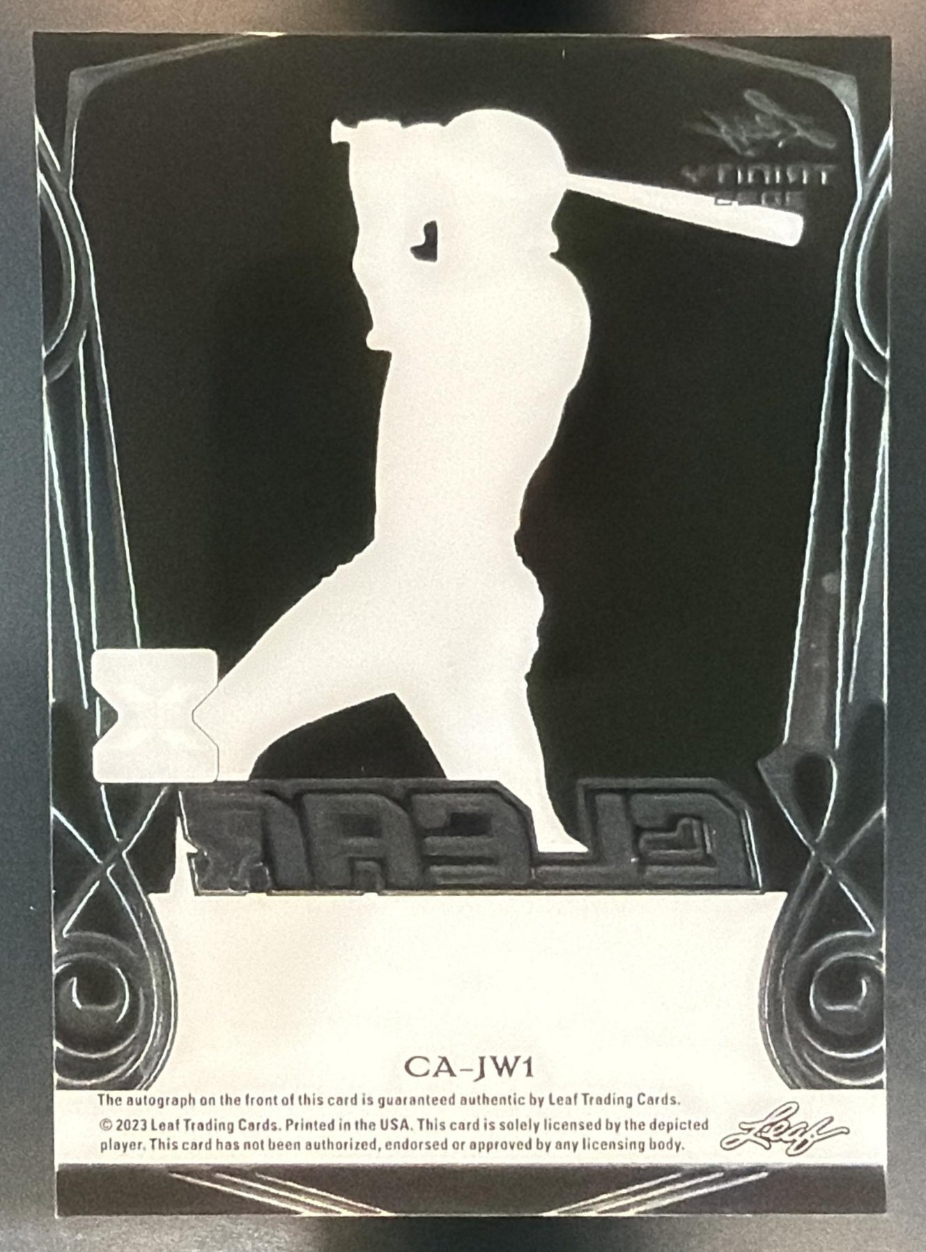 2023 Leaf Trinity Jacob Wilson #CA-JW1 Clear Auto XRC Silver Black 1/1 Athletics — back