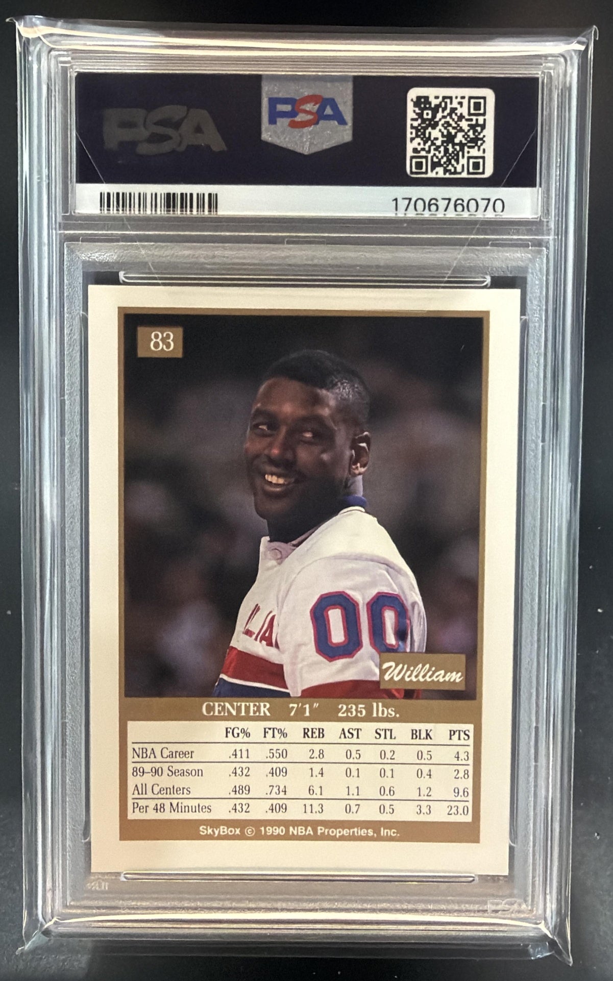 1990-91 Skybox William Bedford #83 RC Pistons PSA 7 — back