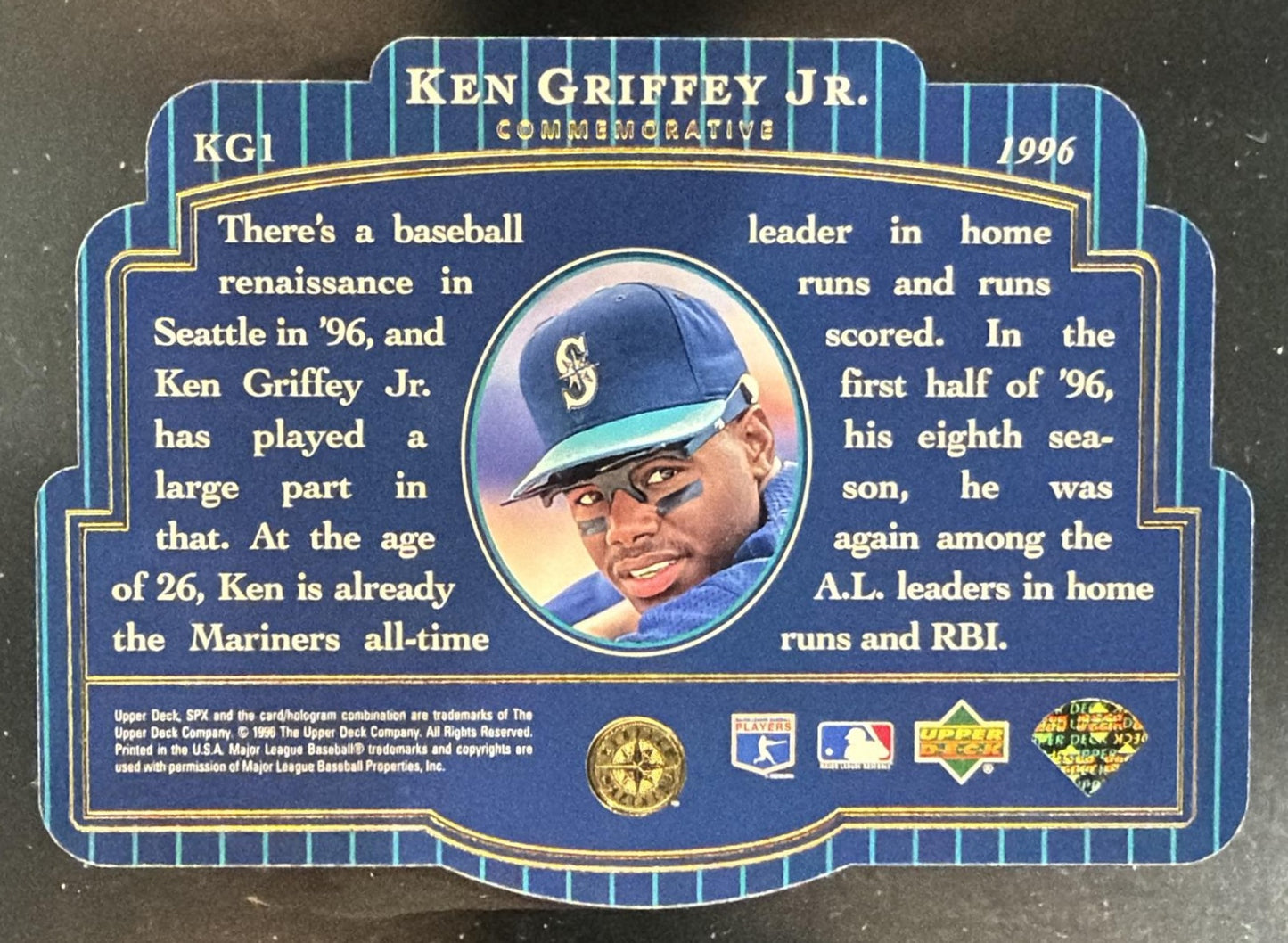 1996 SPx Ken Griffey Jr. Comm. #KG1 Inserts Mariners — back