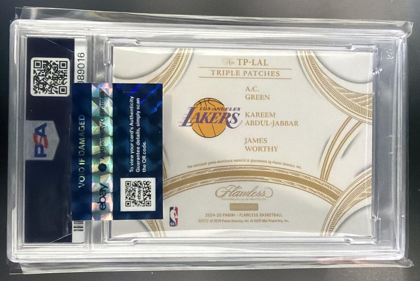 2024 Flawless Green Worthy Kareem Abdul-Jabbar Triple Patches Ruby /15 MEM PSA 9 — back