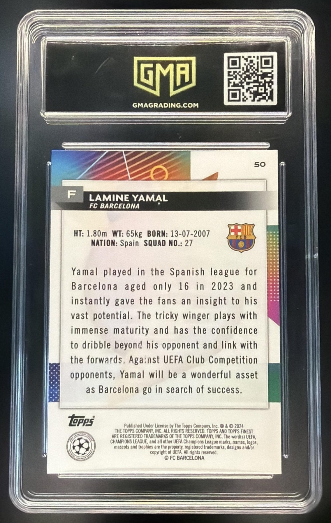 2023-24 Topps Finest UEFA Club Competitions Lamine Yamal #50 RC Barcelona