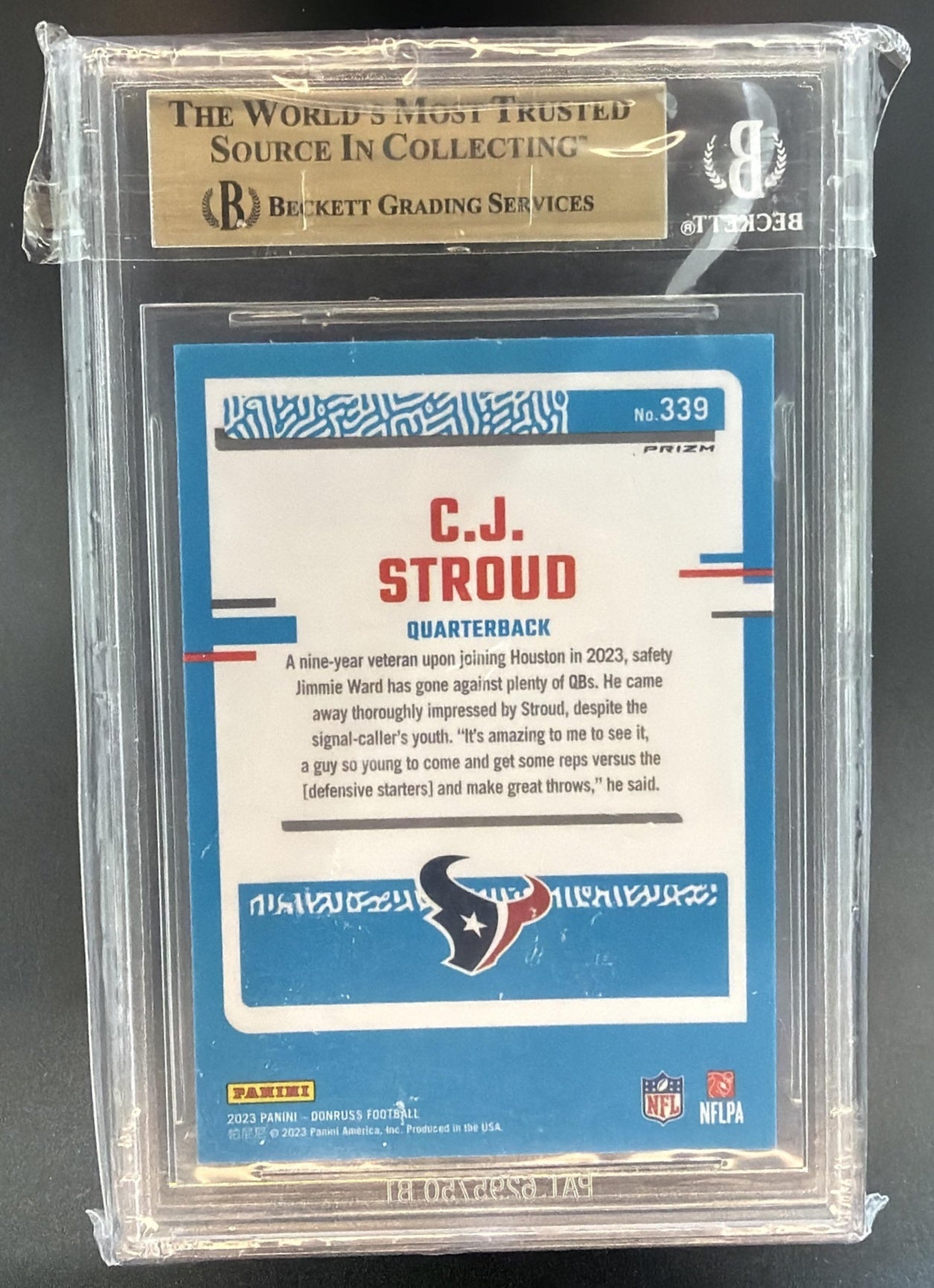 2023 Panini Donruss C.J. Stroud Optic Rated Rookie Preview Blue Scope RC BGS 9.5 — back