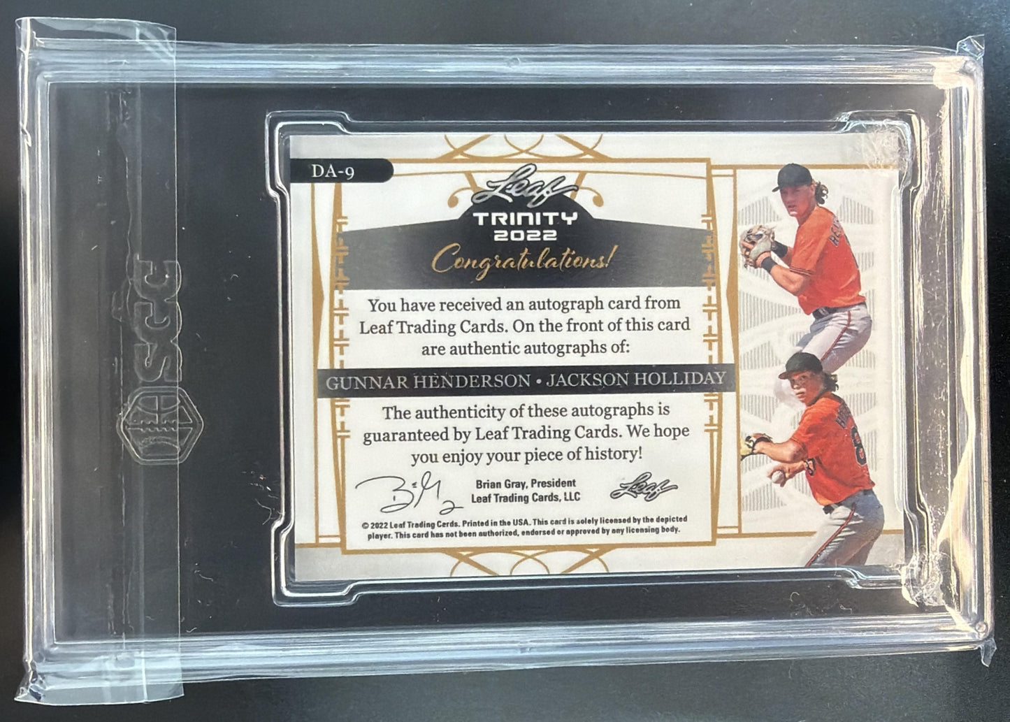 2022 Leaf Trinity Gunnar Henderson Jackson Holliday Dual Auto Foil Silver /49 — back