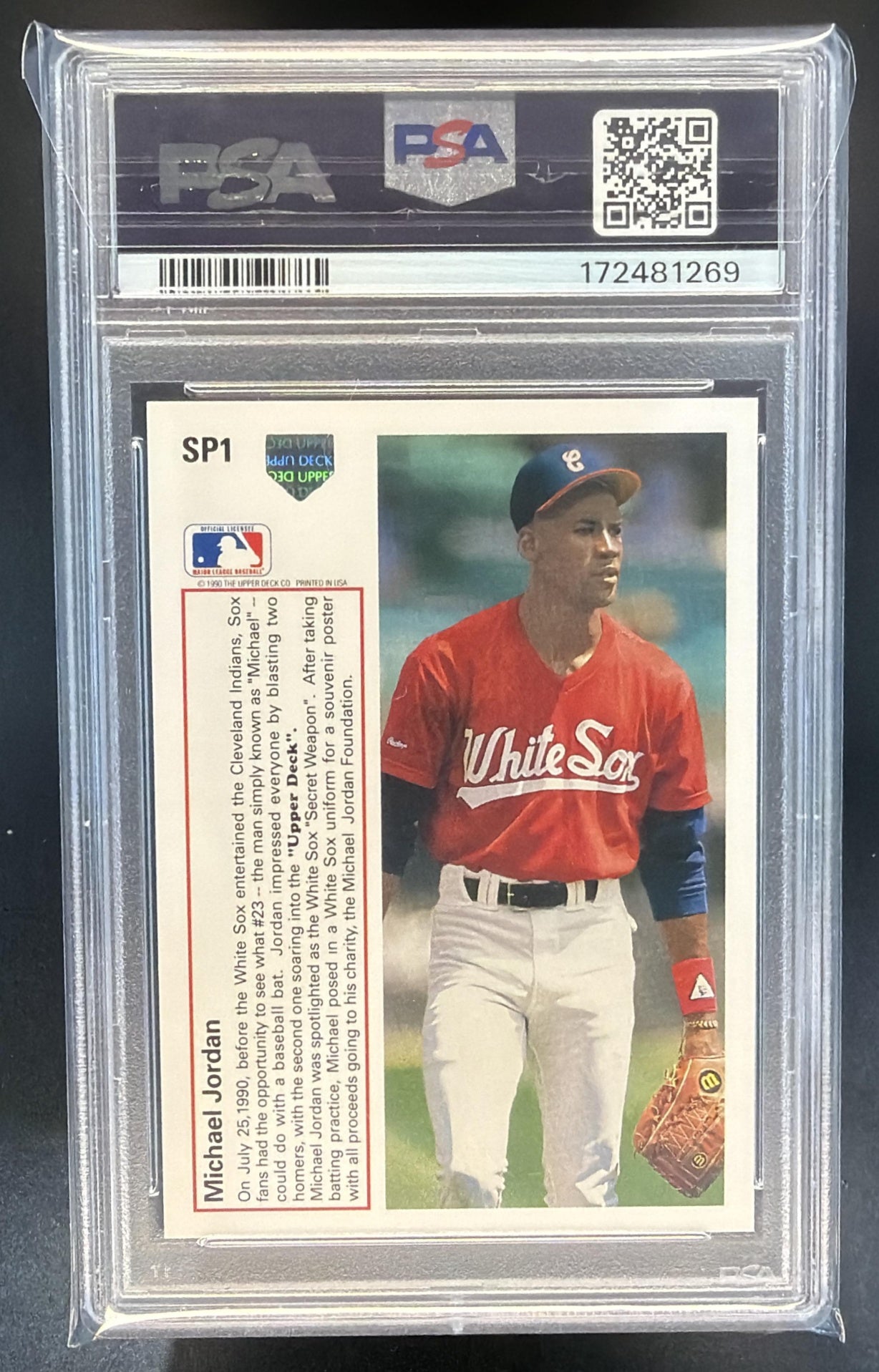 1991 Upper Deck Michael Jordan #SP1 Inserts White Sox PSA 7 — back