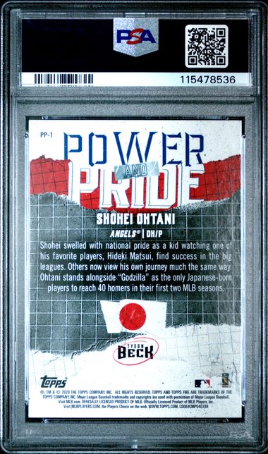 2020 Topps Fire SHOHEI OHTANI #PP-1 Card POWER & PRIDE Gold Minted PSA 8 Insert