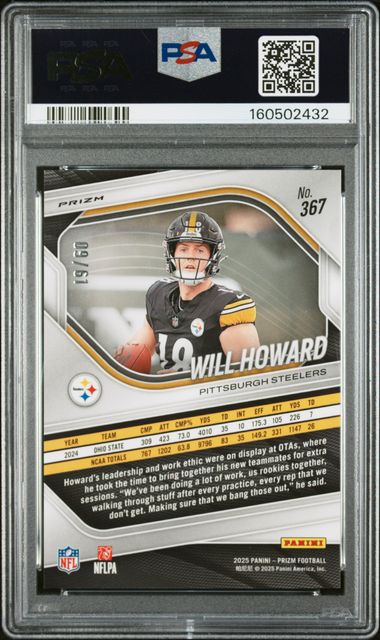 2025 PANINI PRIZM #367 WILL HOWARD KANGAROO PRIZM ROOKIE /61 PSA 10