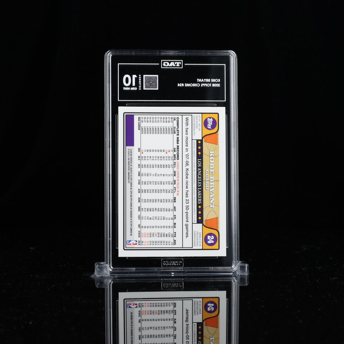 2008 Topps Chrome Kobe Bryant #24 TAG 10