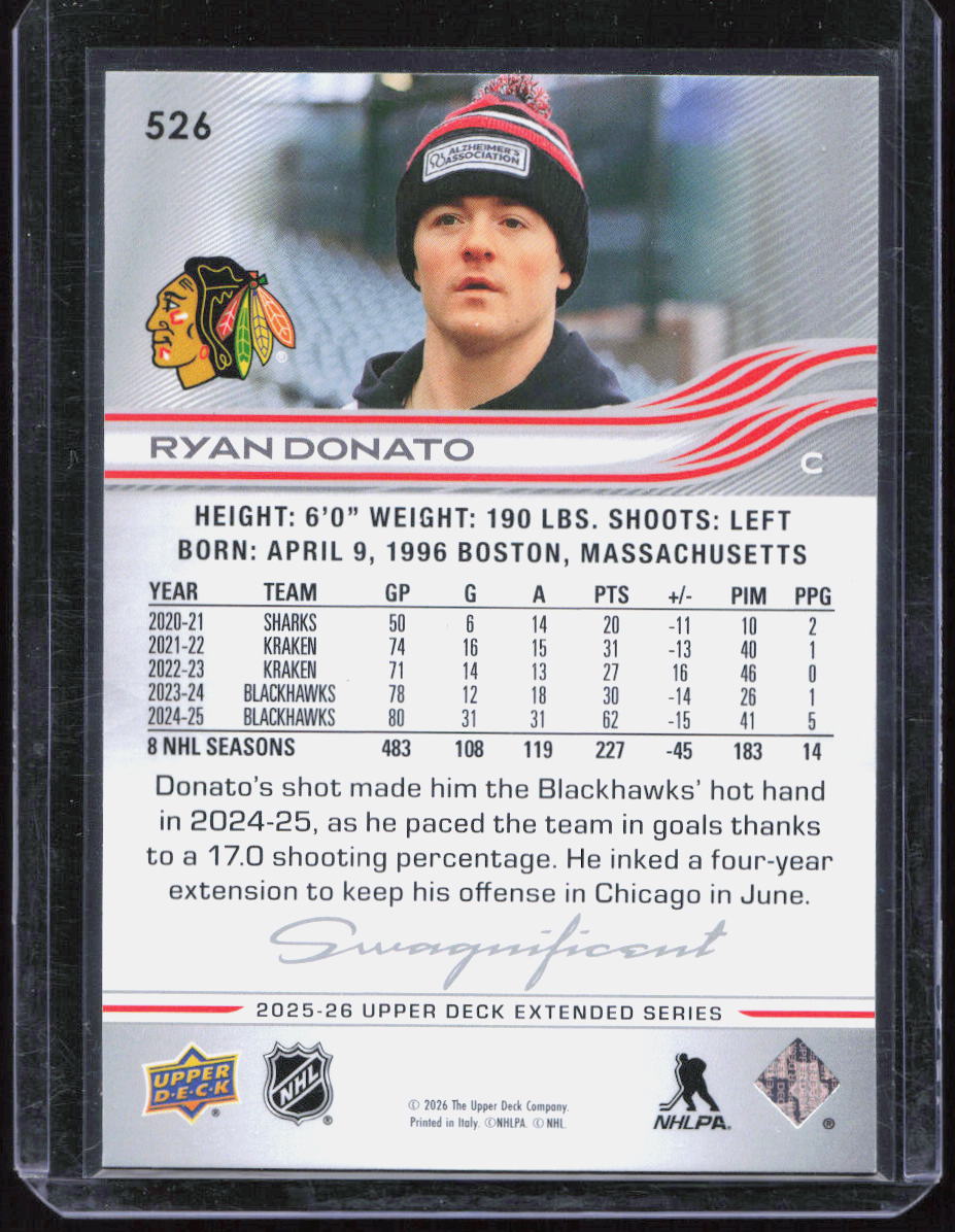 2025-26 UPPER DECK EXTENDED SERIES SWAGNIFICENT VARIATION RYAN DONATO #526
