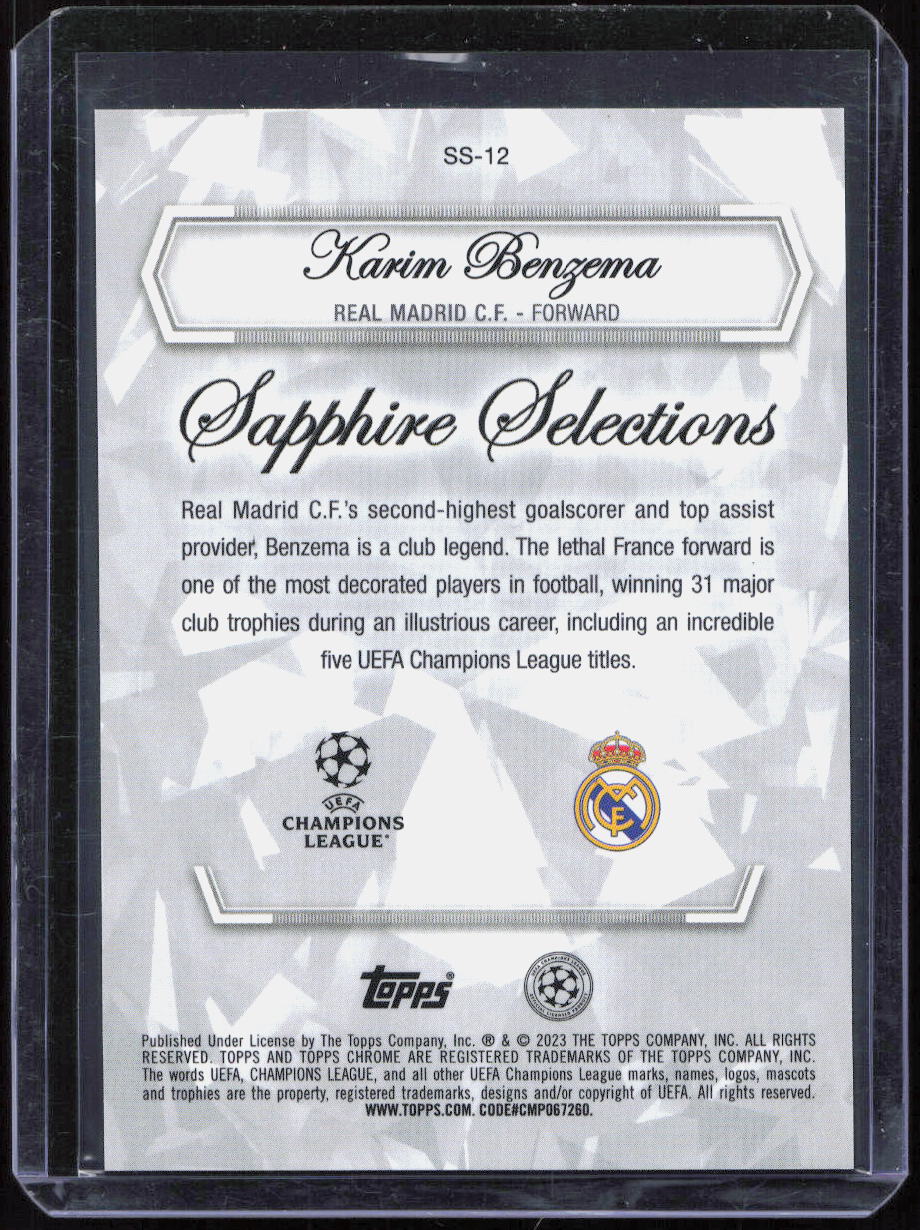 Karim Benzema 2022-23 Topps Chrome Sapphire UCC Selections SSP #SS-12