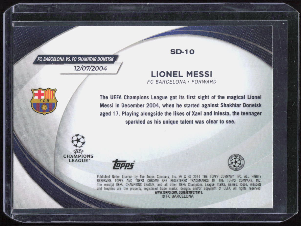 Lionel Messi 2023 2023-24 Topps Chrome UEFA UCC #SD-10 Starball Debut Refractor
