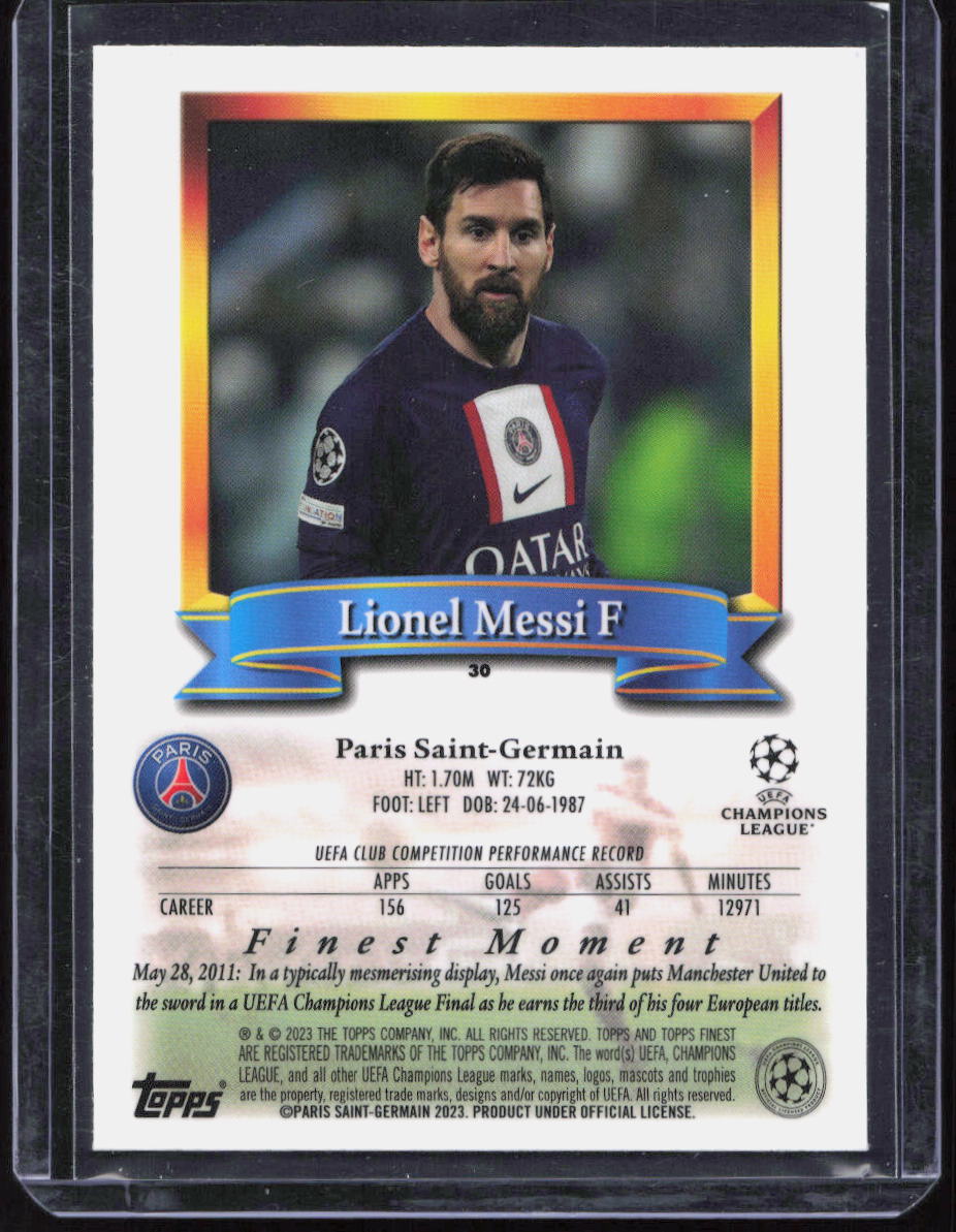 2023 Topps Finest Finest Moment Lionel Messi Paris Saint-Germain