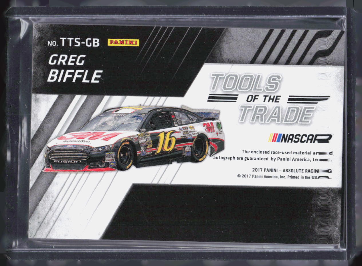 2017 Panini Absolute Tools Of The Trade Greg Biffle Relic Auto