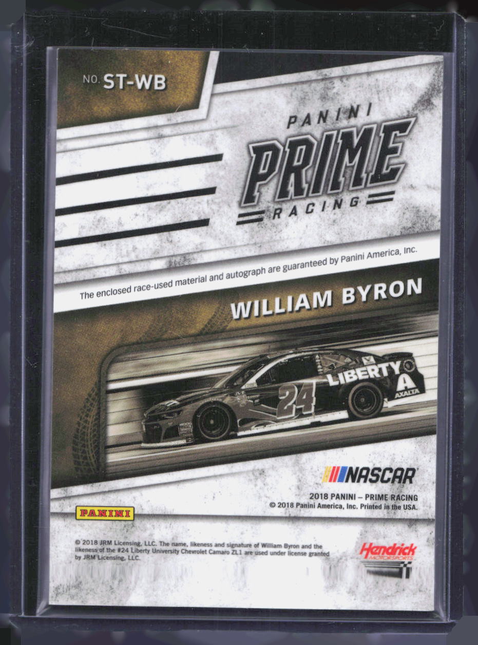 2018 Panini Prime Racing William Byron Signature Tires Relic Auto /25