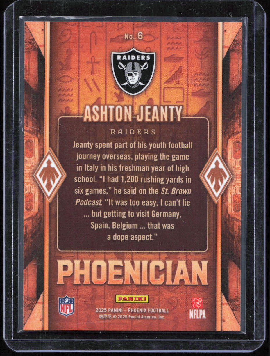 Panini 2025 Phoenix Phoenician Insert Ashton Jeanty Las Vegas Raiders #6